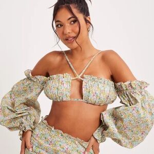 NWT For Love & Lemons Floral Crop Top Size S